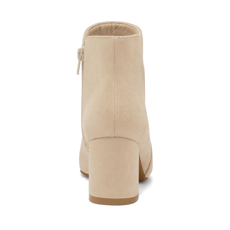 mysoft Women's Ankle Boots Chunky Block Low Heel Comfortable Pointed Toe Side V Cutout Dressy Office Booties with Zipper - Image 4