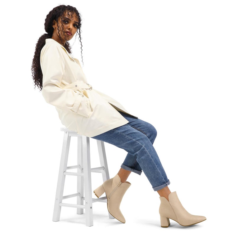 mysoft Women's Ankle Boots Chunky Block Low Heel Comfortable Pointed Toe Side V Cutout Dressy Office Booties with Zipper - Image 3