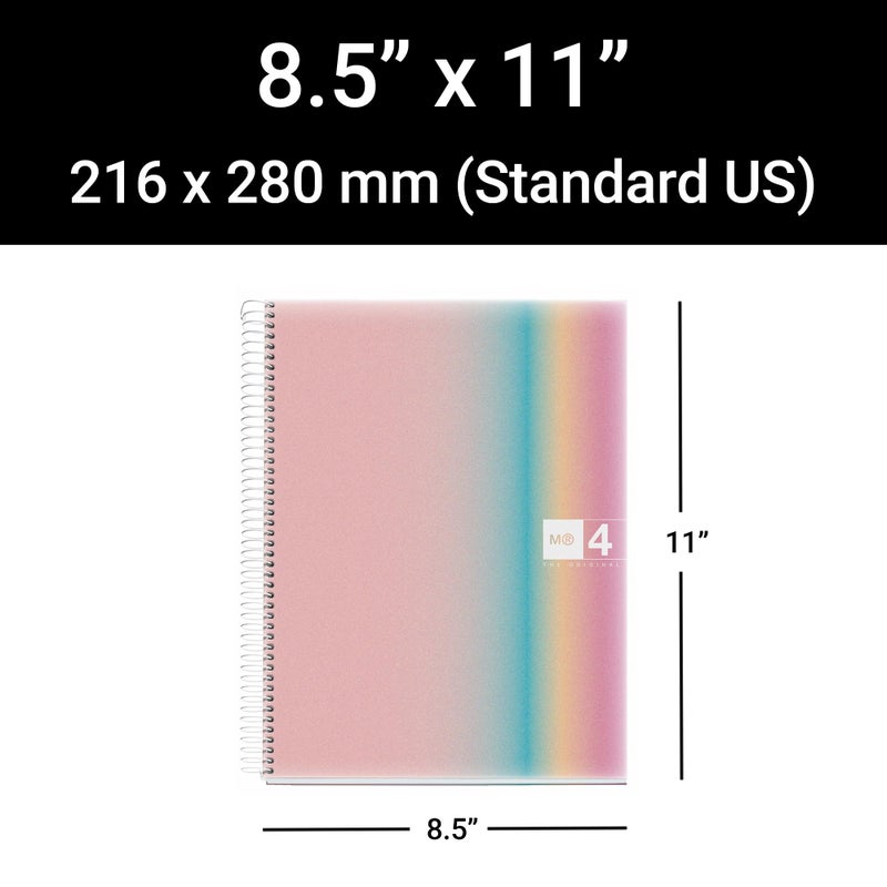 Roaring Spring M MiquelRius, Lined 4 Subject Notebook, 11" x 8.5", 120 Perforated Sheets, Colored Sections, 3 Hole Punched,West Bay Design Cardboard Cover - Image 2