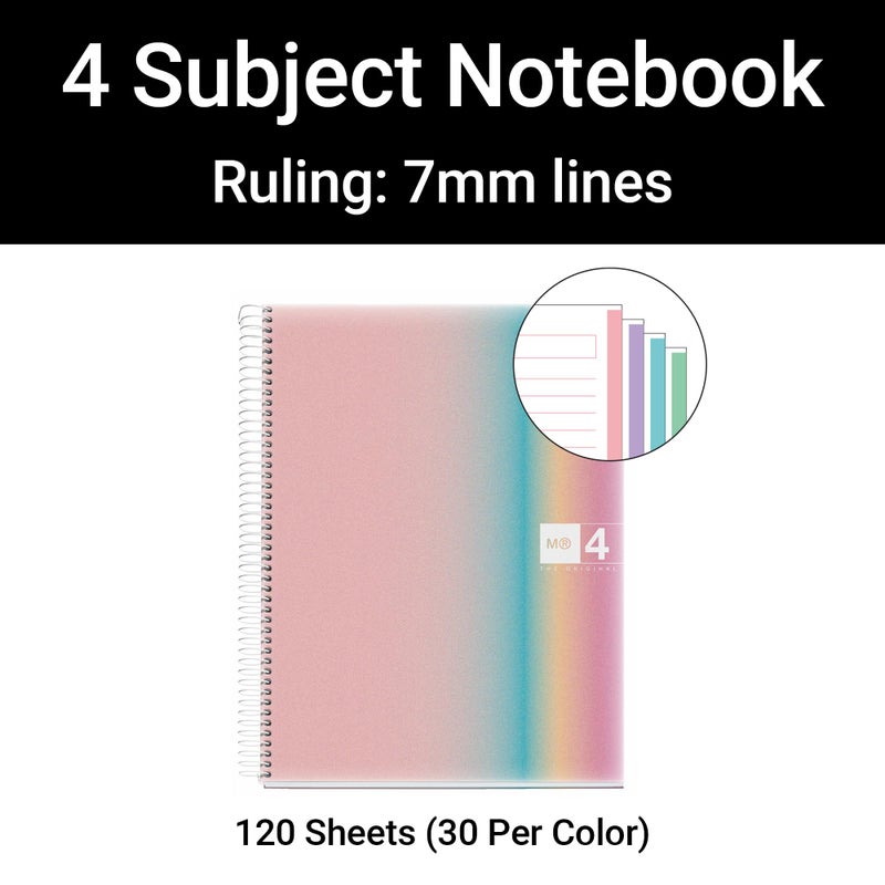 Roaring Spring M MiquelRius, Lined 4 Subject Notebook, 11" x 8.5", 120 Perforated Sheets, Colored Sections, 3 Hole Punched,West Bay Design Cardboard Cover - Image 4