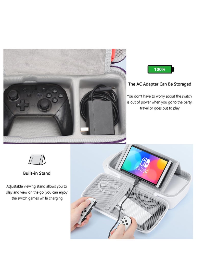 KASTWAVE - Carrying Storage Case for Nintendo Switch/Switch OLED, Built-in Stand and Removable Shoulder Strap Design Fit Switch Console, AC Charger Adapter, Switch Dock/Pro Controller Accessories - Image 1