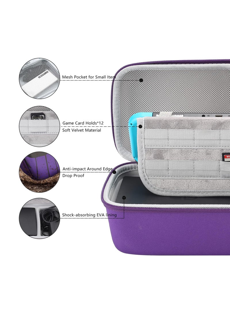 KASTWAVE - Carrying Storage Case for Nintendo Switch/Switch OLED, Built-in Stand and Removable Shoulder Strap Design Fit Switch Console, AC Charger Adapter, Switch Dock/Pro Controller Accessories - Image 1