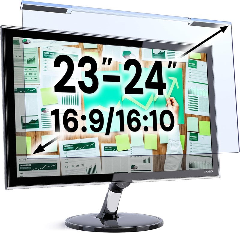 VINTEZ Blue Light Blocking Screen Protector Panel for 23, 23.6, 23.8, 24 inch Diagonal LED PC Monitor Anti-UV Eye Protection Filter Film - Widescreen Monitor Frame Hanging Type - Image 1