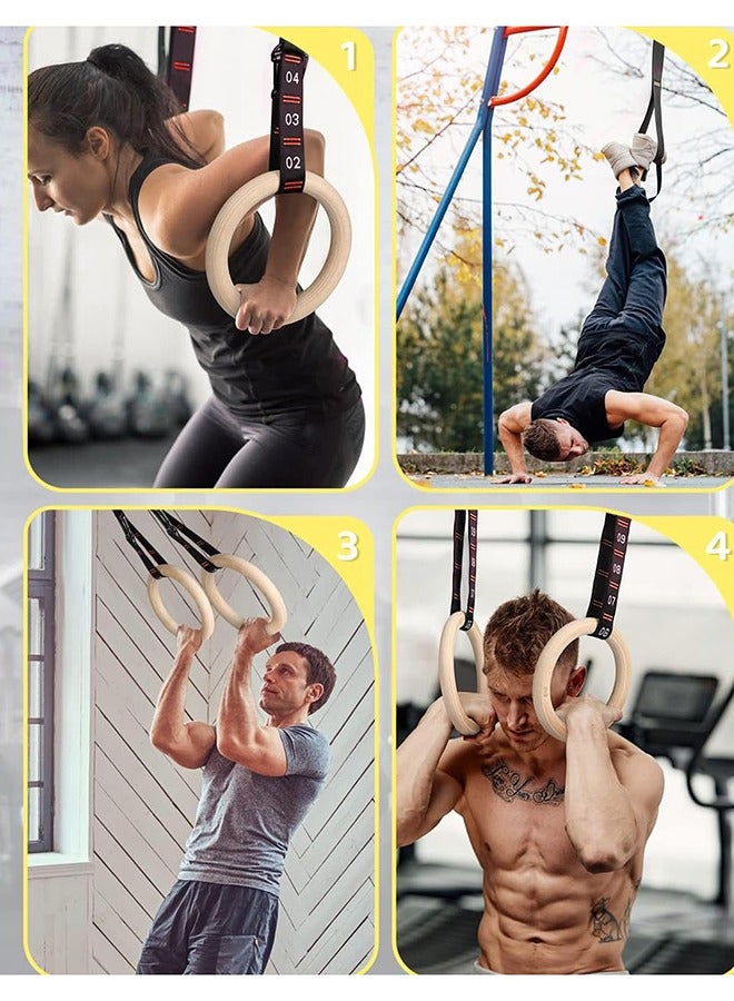 عربست حلقات الجمباز ، حلقات اللياقة البدنية الخشبية ، حلقات التدريب ، الترقيم القابل للتعديل ، عمليات السحب ، الخواتم ، المجموعات ، تدريب اللياقة البدنية بوزن الجسم - Image 4