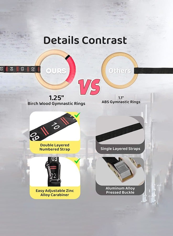 عربست حلقات الجمباز ، حلقات اللياقة البدنية الخشبية ، حلقات التدريب ، الترقيم القابل للتعديل ، عمليات السحب ، الخواتم ، المجموعات ، تدريب اللياقة البدنية بوزن الجسم - Image 5