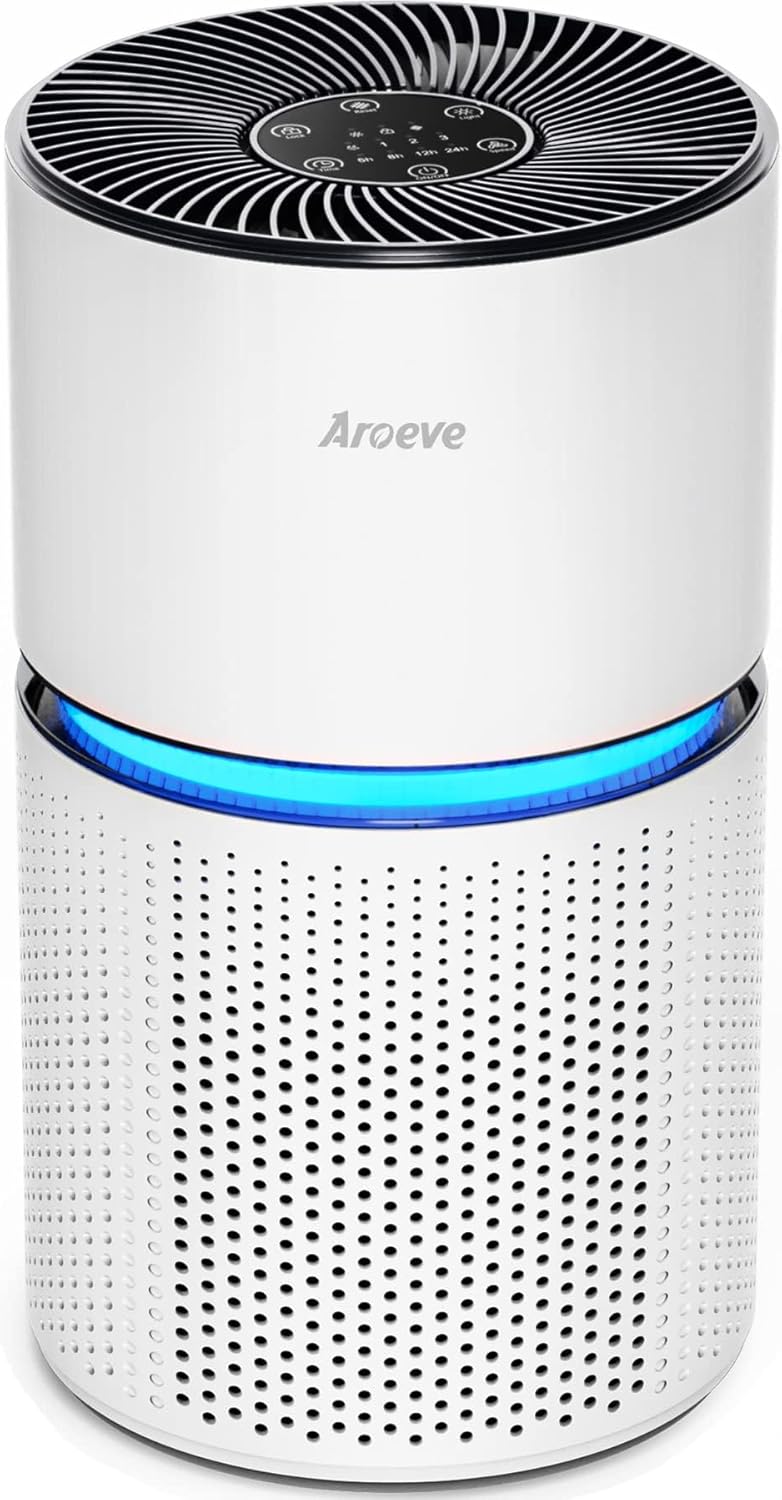 AROEVE Air Purifiers for Home Large Room Coverage Up to 1095 Sq.Ft Air Cleaner Impressive Filtration Remove Dust, Pet Dander for Office, Bedroom, MK03- White - Image 1
