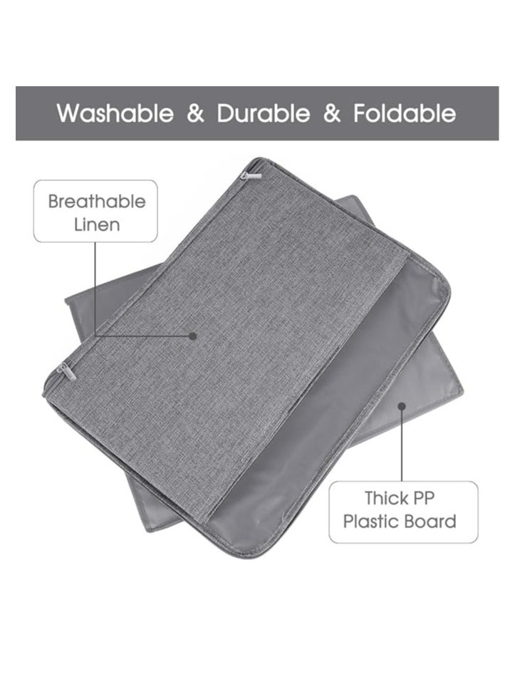 Arabest - Storage Bins with Zipper Lid Storage Boxes with Handles PP Plastic Board Foldable Lidded Cotton Linen Fabric Home Cubes Baskets Closet Clothes Organizer Containers - Gray, Extra Large Size - Image 1