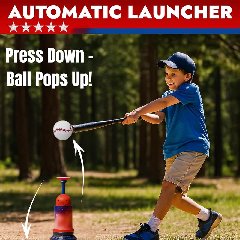 TOMLEON 3-in-1 Baseball Set for Kids and Toddlers Ages 3-5 – Includes Tee Ball Stand, Hanging Tee, Automatic Ball Launcher, and 6 Softballs – Adjustable Height for Indoor/Outdoor Play – Sports Gift for Boys - Image 4
