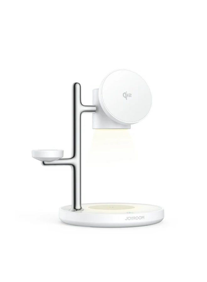 جوي روم JR-W23 Joyroom Magnetic Charging Station for Fast Wireless Charger for iPhone 17 16 15 Pro Max for iWatch for AirPods White - Image 1
