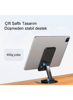 Qasul Portable Aluminum Foldable Tabled Ipad Phone Stand Holder, Phone Holder with 360 Degree Rotating Base, Adjustable Height and Angle,...  - Image 4