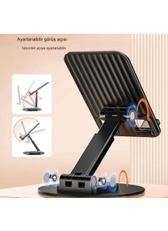 Qasul Portable Aluminum Foldable Tabled Ipad Phone Stand Holder, Phone Holder with 360 Degree Rotating Base, Adjustable Height and Angle,...  - Image 5