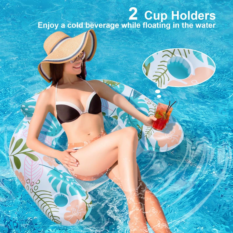 ANNILã€3 Packã€‘ Adult Inflatable Pool Floats Chair, Water Leisure Inflatable Floating Chair,Drink Holder, Ergonomic Headrest,Pool Floaties for Adults Swimming Pool Party, Summer Water Fun - Image 4