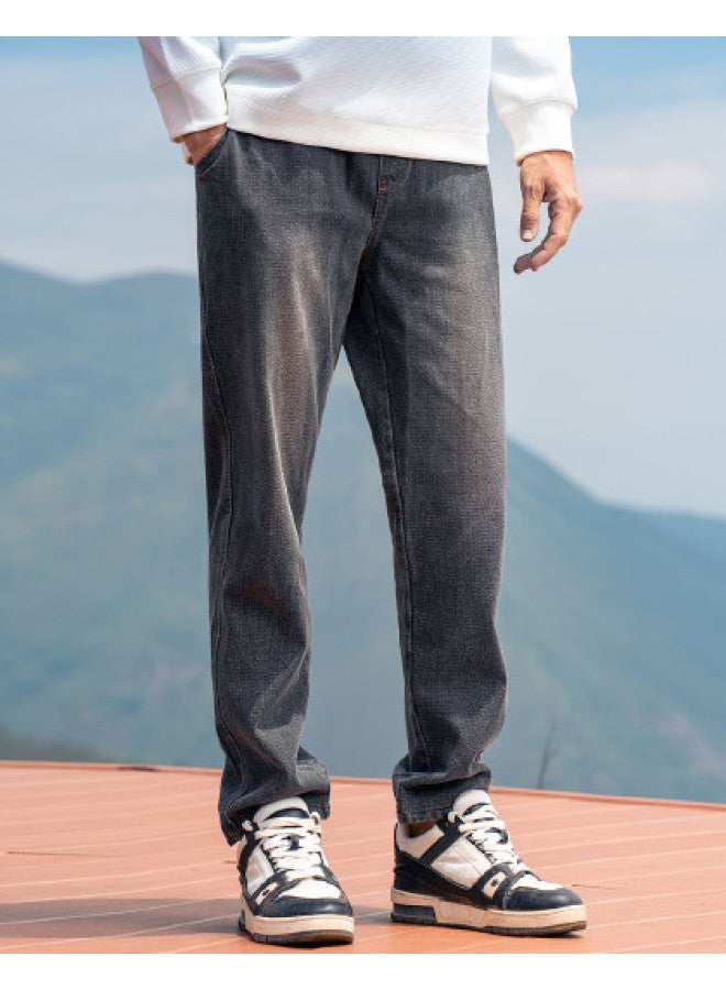 Star Print】men's Jeans 2025 Spring/fall American Straight-leg Retro Washed Denim Pants - Image 1