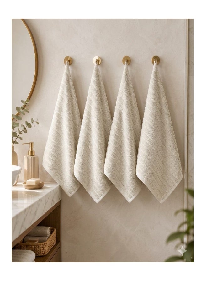 noon 4 Piece Hand Towel Set - 450 GSM 100% Cotton Natural - Highly Absorbent - Image 2
