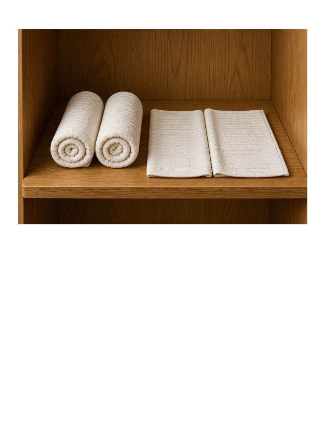 noon 4 Piece Hand Towel Set - 450 GSM 100% Cotton Natural - Highly Absorbent - Image 1