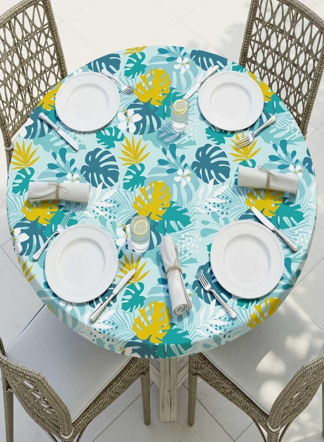 pickyNproud Round Tablecloth Waterproof Round Fitted Tablecloth with Elastic Fits 45"-56" Round Tables for Dinner, Outdoor, Picnic - Image 1