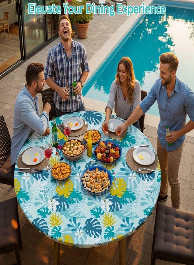 pickyNproud Round Tablecloth Waterproof Round Fitted Tablecloth with Elastic Fits 45"-56" Round Tables for Dinner, Outdoor, Picnic - Image 3