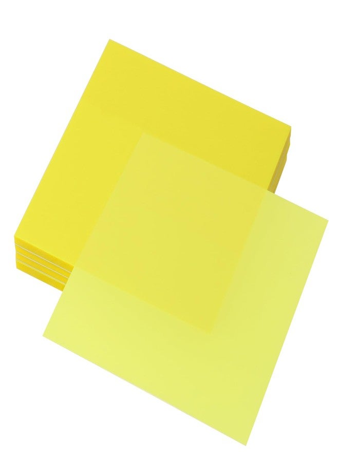 ONLYKXY 4 Pack Transparent Sticky Notes 7.6x7.6CM Self-Stick Book Tabs 200 Sheets Waterproof PET Markers Sticky Notes Pad (Yellow) - Image 1