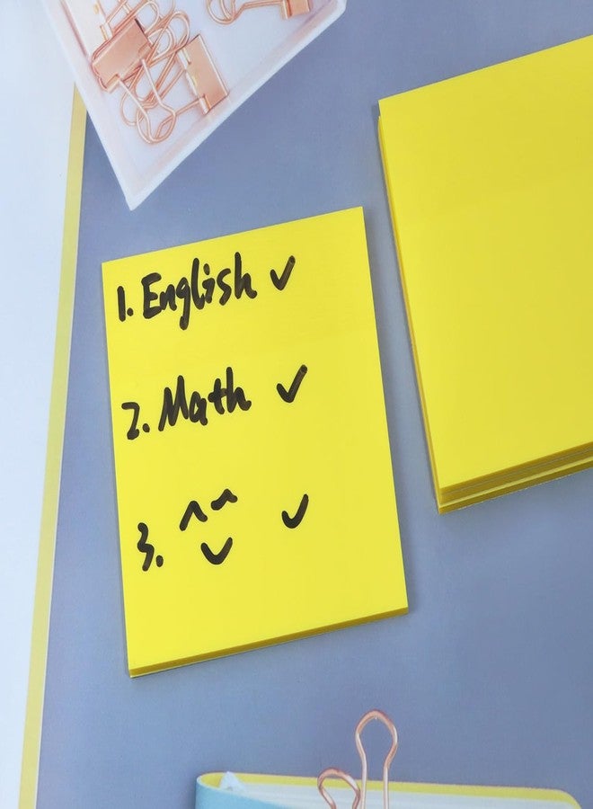 ONLYKXY 4 Pack Transparent Sticky Notes 7.6x7.6CM Self-Stick Book Tabs 200 Sheets Waterproof PET Markers Sticky Notes Pad (Yellow) - Image 5