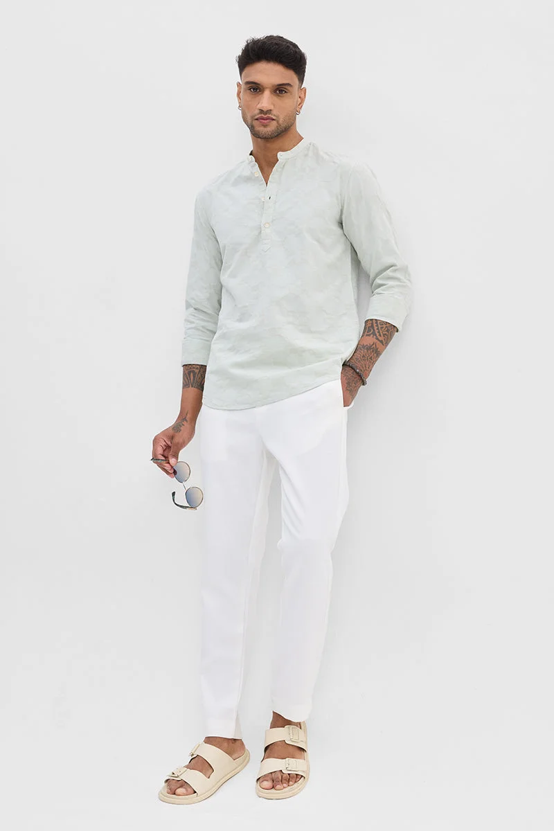 SNITCH Mint Geometric Long Sleeve Slim Fit Casual Shirt