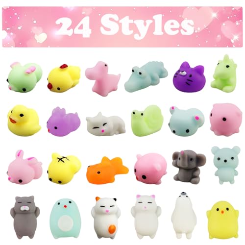Jofan 24 PCS Mochi Squishy Toys with Valentines Cards for Kids Valentines Day School Class Classroom Gifts Prizes Party Favors - Image 5