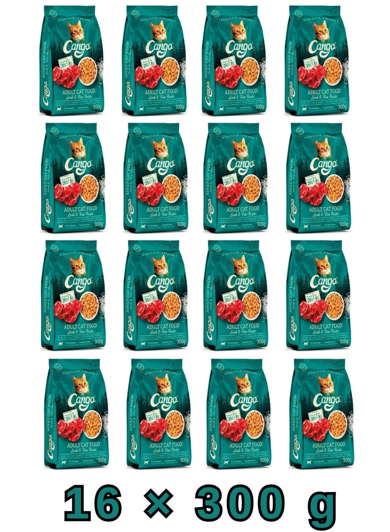 CANGO Adult Dry Cat Food – Lamb & Rice - 300g - 16 Pcs - Image 1