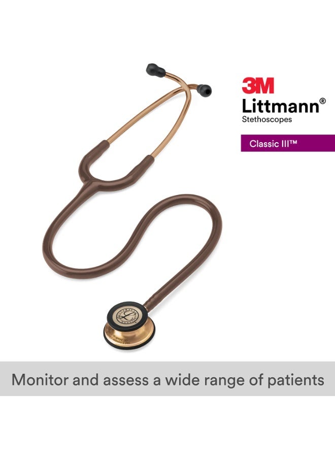 ثري أم ليتمان سماعة طبية 3M™ LITTMANN® CLASSIC III™، قطعة صدر مطلية بالنحاس، أنبوب بني شوكولاتة، 27 بوصة، 5809 | للوحدة - Image 2