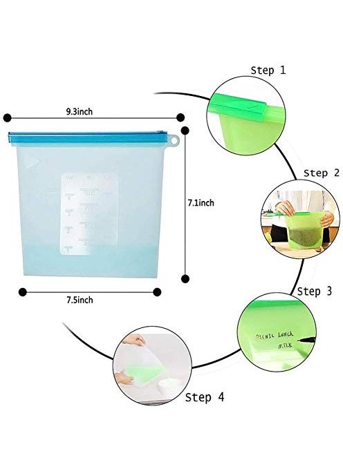 Syga SYGA 4 Piece Silicon Food Storage Bags Refrigerator & Dishwasher Safe Bags (Color May Vary)  - Image 2