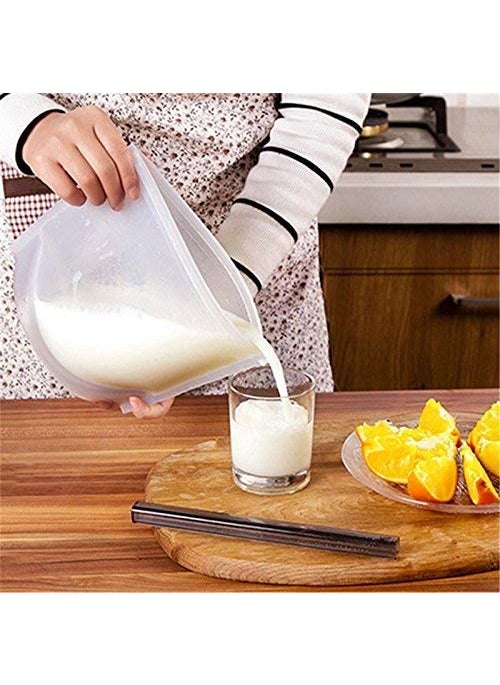Syga SYGA 4 Piece Silicon Food Storage Bags Refrigerator & Dishwasher Safe Bags (Color May Vary)  - Image 4