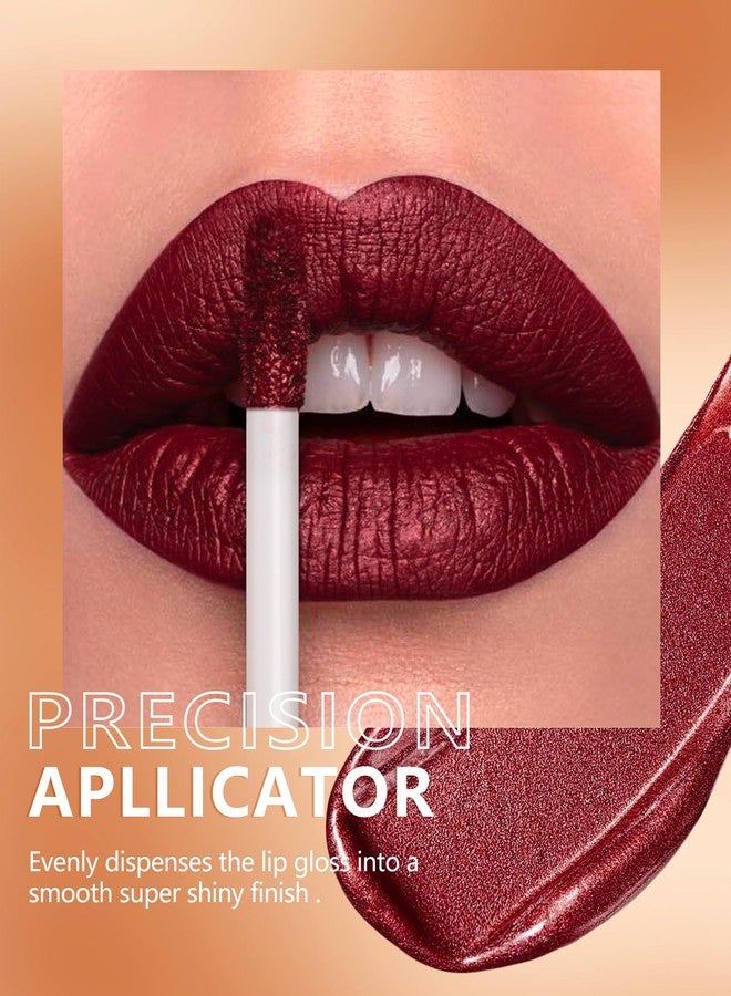 MAKI YIKA Dark Red Lipstick for Women Metallic Lipsticks Glitter Long Lasting Lipstick No Smudge No Transfer Liquid Pink Lip Gloss (BR011 Pure Envy) - Image 3