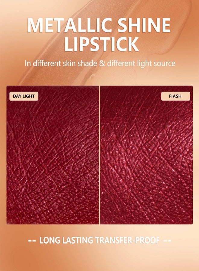 MAKI YIKA Dark Red Lipstick for Women Metallic Lipsticks Glitter Long Lasting Lipstick No Smudge No Transfer Liquid Pink Lip Gloss (BR011 Pure Envy) - Image 5