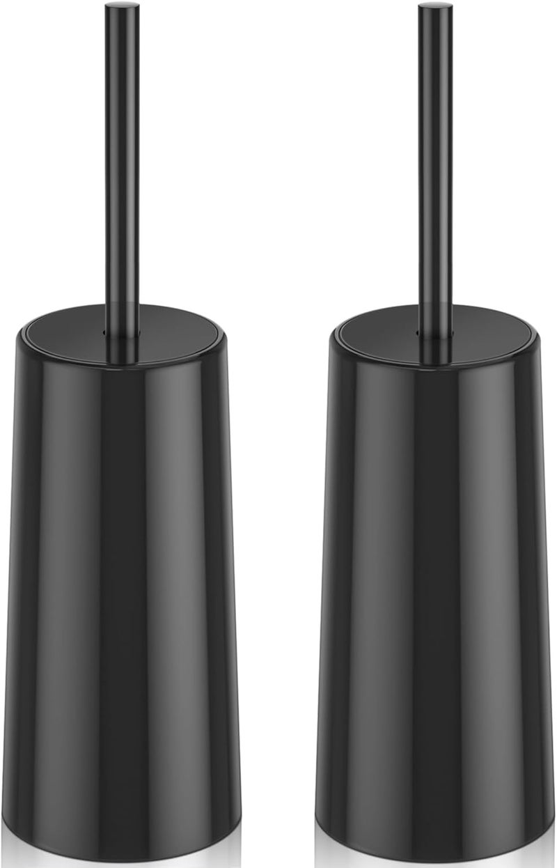 Wsedor Toilet Brush and Holder, 2 Pack Toilet Brush Stainless Steel, Toilet Bowl Brush for Bathroom Toilet-Ergonomic, Elegant,Durable (Black) - Image 1