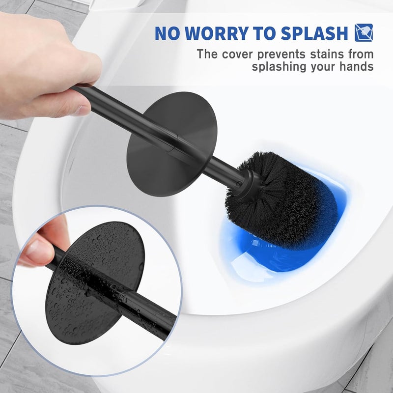 Wsedor Toilet Brush and Holder, 2 Pack Toilet Brush Stainless Steel, Toilet Bowl Brush for Bathroom Toilet-Ergonomic, Elegant,Durable (Black) - Image 4