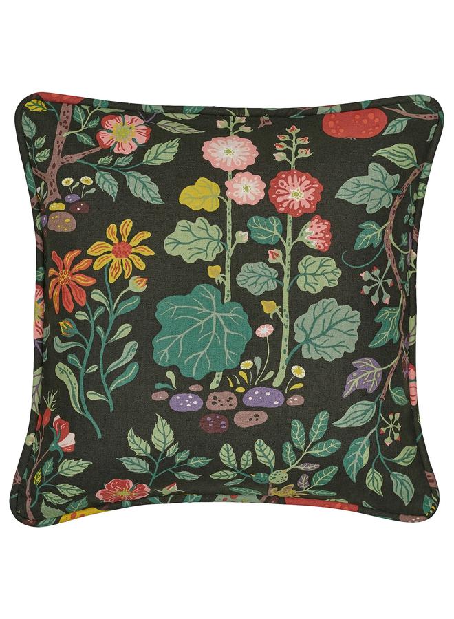 Zaboon Cushion cover, black-green multicolour/floral pattern, 50x50 cm - Image 1