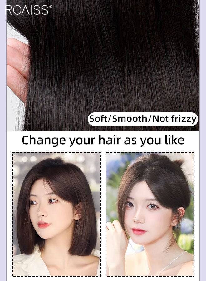 roaiss Invisible Hair Topper with Bangs for Women, Air Bangs with Clips on in French Style, Silk Inner Net Hair Pieces for Women with Thinning Hair Hair Loss Cover Gray Hair, Natural Black, 7x9cm - Image 4