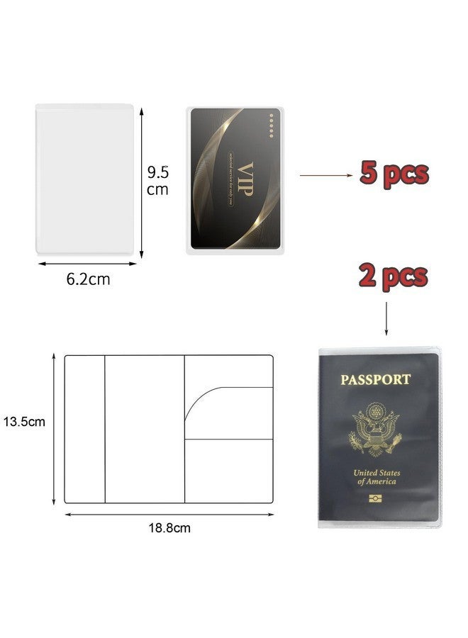 Anzailala 2 Passport Cover For Men Women Passport Holder Transparent Waterproof Passport Protector With 5 Card Sleeves (2 Passport Cover + 5 Card Sleeves, Polyvinyl Chloride) - Image 2