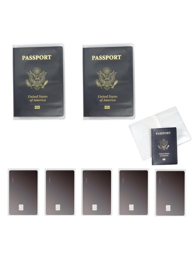 Anzailala 2 Passport Cover For Men Women Passport Holder Transparent Waterproof Passport Protector With 5 Card Sleeves (2 Passport Cover + 5 Card Sleeves, Polyvinyl Chloride) - Image 1