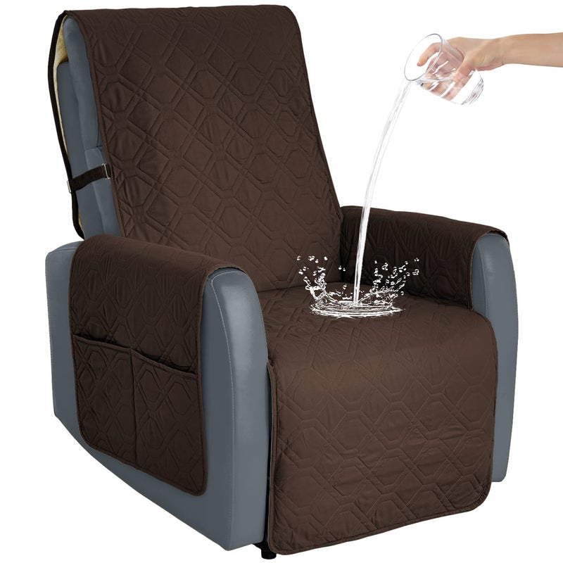 SOFTOWN SOFTOWN Recliner Chair Cover Sofa Slipcover NonSlip Chair Couch Cover Machine Washable Furniture Protector with Straps for Dogs Brown 23inch Recliner 