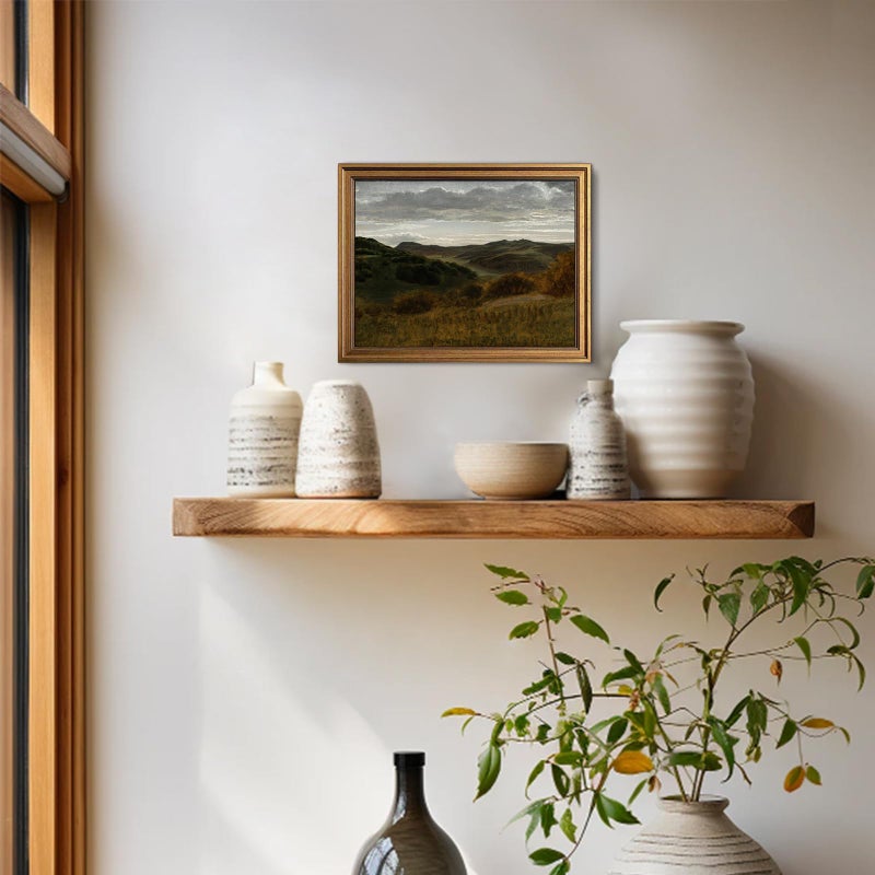 KBKBART الذهب مؤطر من المناظر الطبيعية الجدار الفن المنزل ديكور الرجعية الجبل الطلاء المطبوعات Moody Farmhouse - Image 4