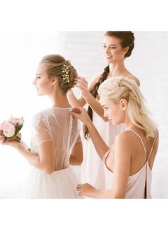 La Jolie Jasmin 6 Pieces Bridal Wedding Hair Pins Gold Leaf Crystal Pearl Hair Pins Clips Headpiece Vintage Wedding Hair Accessories Jewelry With Rhinestone For Brides Bridesmaids Flower Girls (Classic)  - Image 2