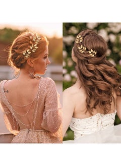 La Jolie Jasmin 6 Pieces Bridal Wedding Hair Pins Gold Leaf Crystal Pearl Hair Pins Clips Headpiece Vintage Wedding Hair Accessories Jewelry With Rhinestone For Brides Bridesmaids Flower Girls (Classic)  - Image 5