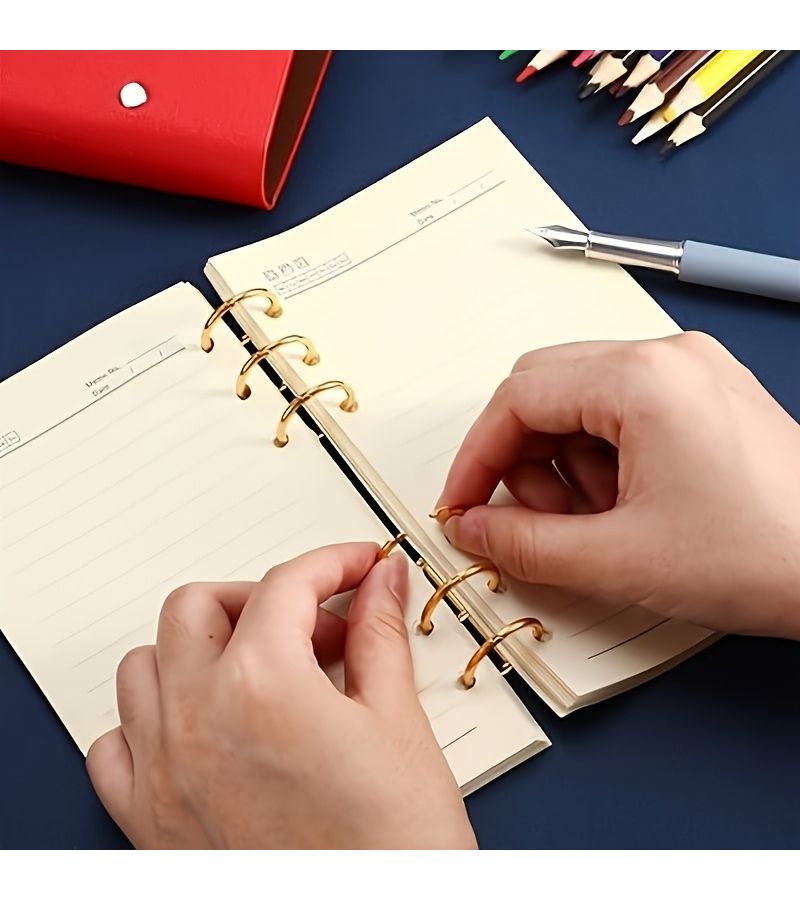 4 قطع حلقات معدنية ذهبية ثلاثية الحلقات قابلة للفتح لمفكرة مكتبية، ودفاتر سفر مخصصة، وألبومات صور، ومشاريع حرفية. - Image 1