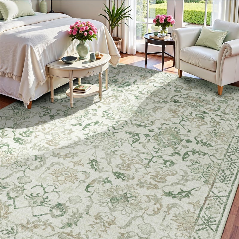 Deerly Green Area Rugs 8x10 Rugs for Living Room, Traditional Washable Rugs for Bedroom Distressed Large Area Rug Living Room Rug Non Slip Rug Carpet for Dining Nursery - Image 3