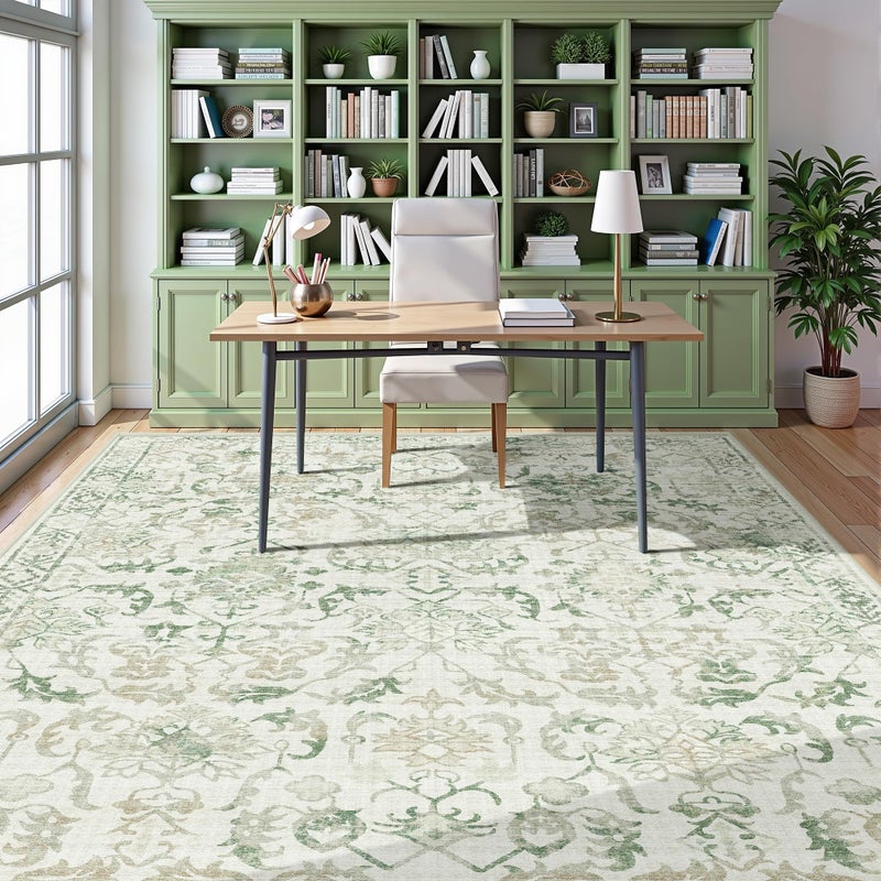 Deerly Green Area Rugs 8x10 Rugs for Living Room, Traditional Washable Rugs for Bedroom Distressed Large Area Rug Living Room Rug Non Slip Rug Carpet for Dining Nursery - Image 4