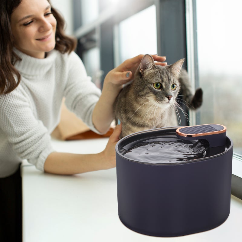 🐾 نافورة ماء للحيوانات الأليفة أوتوماتيكية للاستخدام الداخلي لون أزرق داكن مستطيلة مع تشغيل هادئ وفلتر - Image 2