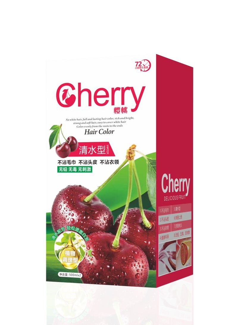 كريم تلوين الشعر بنكهة الكرز، خالي من المواد الكيميائية، صبغة شعر أصلية لتغطية الشعر الرمادي، أسود طبيعي، 500 × 2 مل