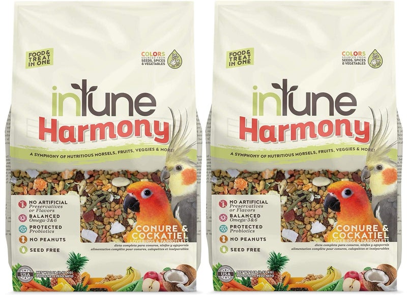 Higgins 2 Pack of Intune Harmony Food for Conures, Cockatiels, Lovebirds and Parrotlets, 2 Pounds Each - Image 1
