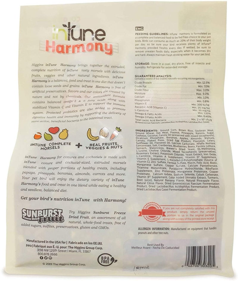 Higgins 2 Pack of Intune Harmony Food for Conures, Cockatiels, Lovebirds and Parrotlets, 2 Pounds Each - Image 2