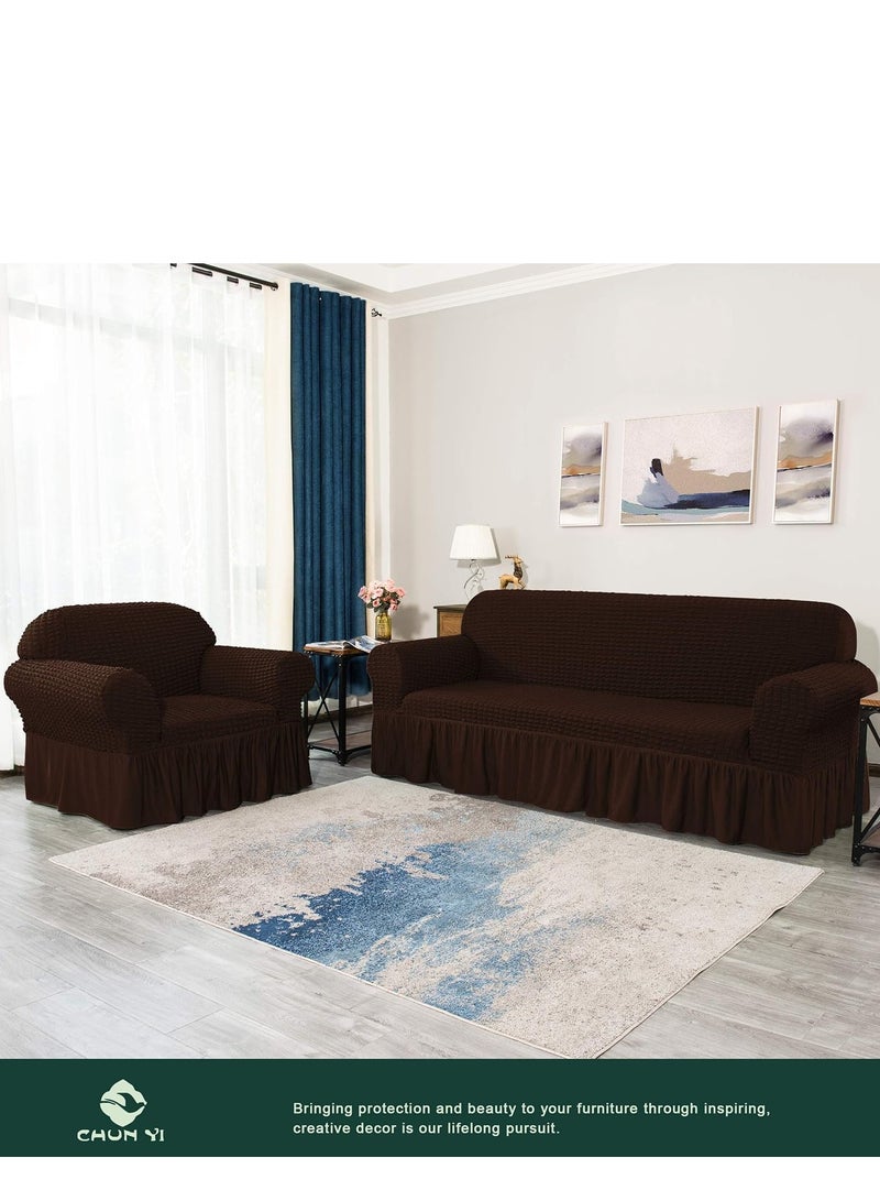 TRASSLE Sofa Cover,Universal Sofa Slipcover, Couch Cover Chair Furniture Protector Cover,Washable High Elastic Stretchable with Skirt Country Style - Image 3