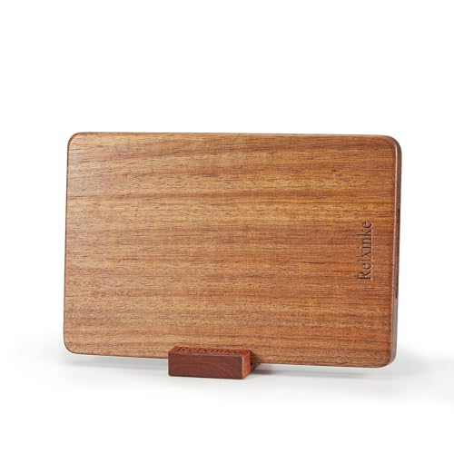 Relxinke Solid Teak Wood Cutting Board One Piece Non Glued Thick Crack Resistant Wooden Chopping Board with DeepJuice Grooves Built in Handles for Kitchen Meat Vegetable 12x8 IN - Image 1